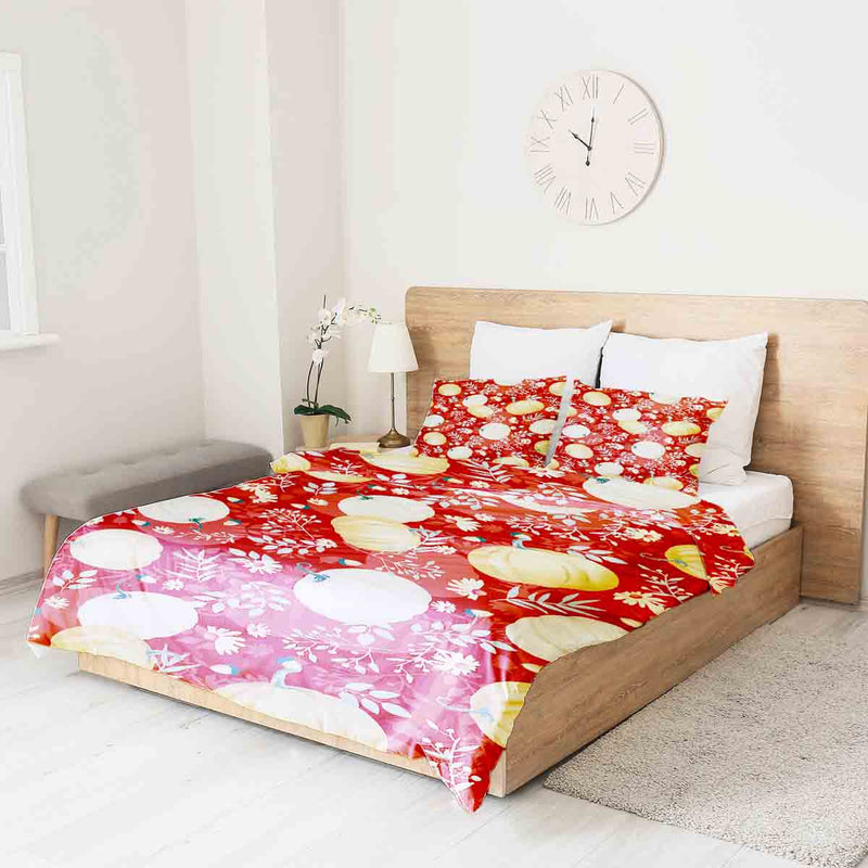 Juego de ropa de cama con mantas terapéuticas rojo con calabazas
