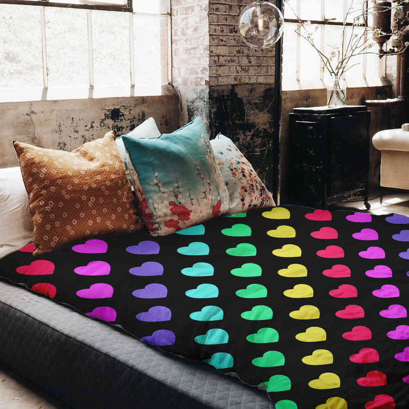 Set de ropa de cama con mantas terapéuticas y corazones de colores