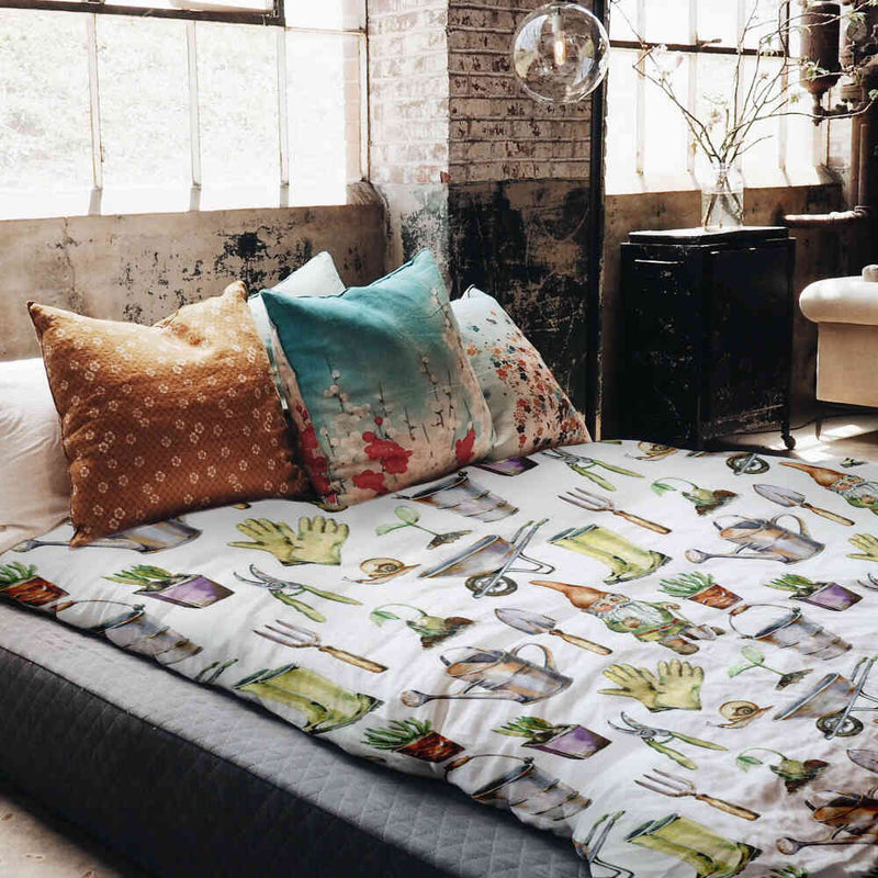Set de ropa de cama con manta terapéutica blanca para jardinería