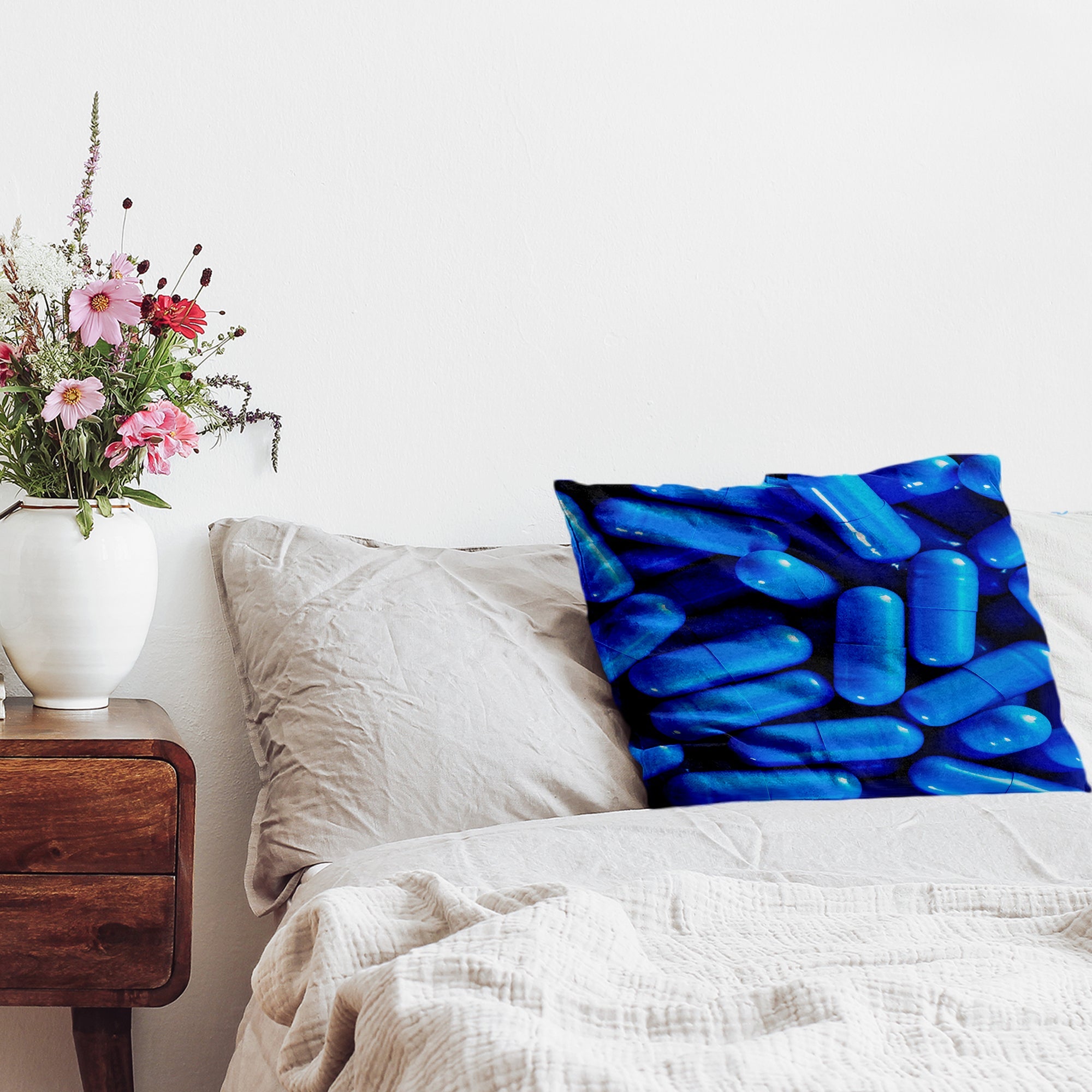 Almohada de salud azul tabletas