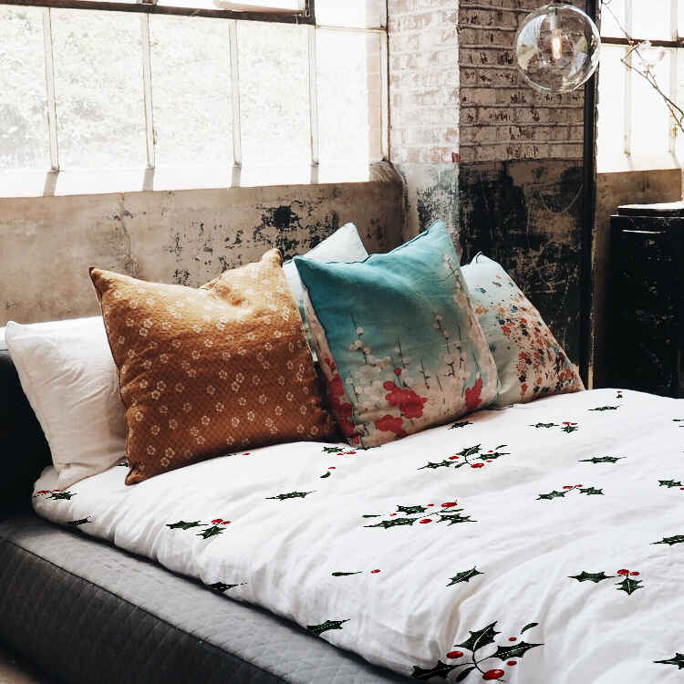 Juego de ropa de cama con manta terapéutica blanco muérdago
