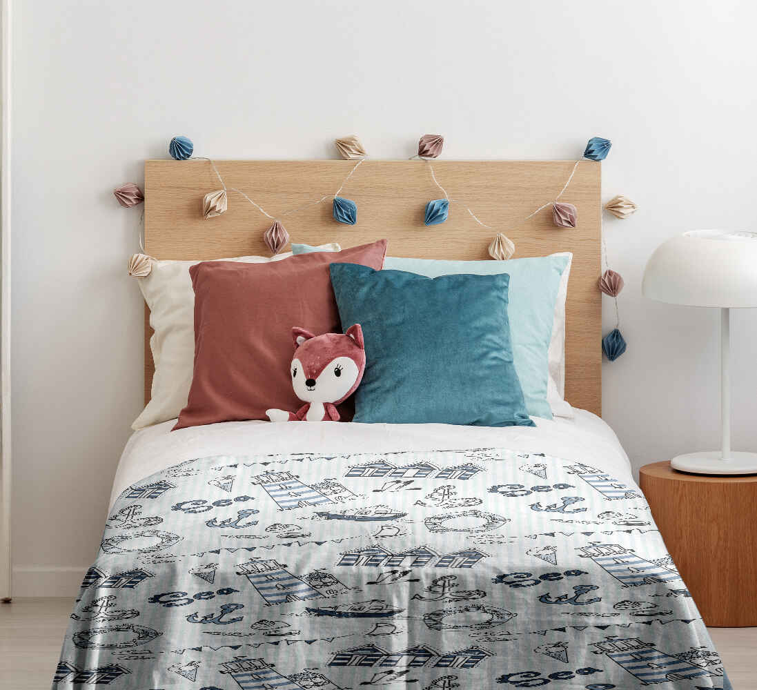 Juego de ropa de cama con manta terapéutica navegación marítima