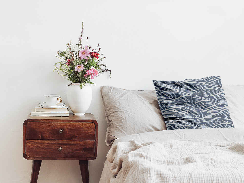 Almohada de salud patrón ondulado azul