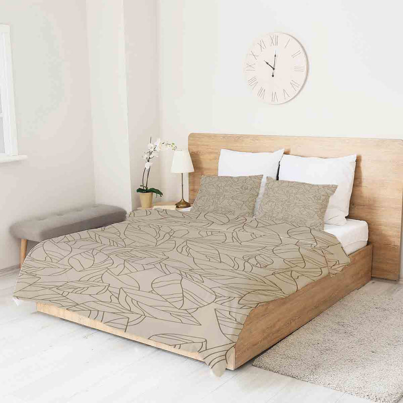 Manta terapéutica original - Funda de algodón beige con forma de hoja negra