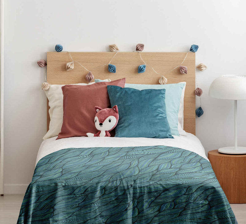 Set de ropa de cama con manta terapéutica tejido verde