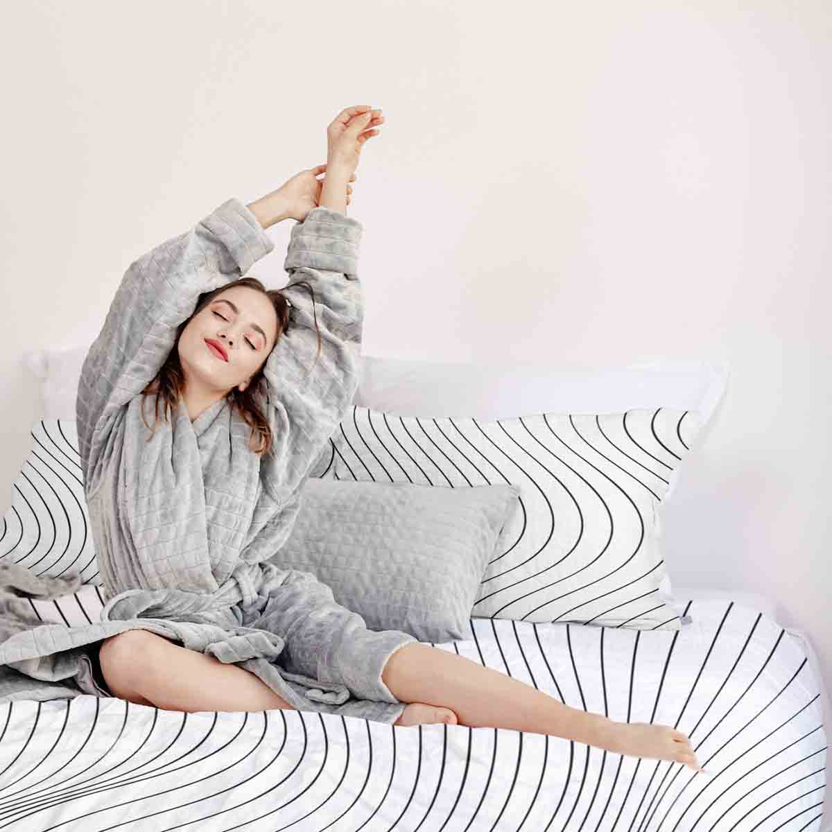 Juego de ropa de cama con manta terapéutica Ondas de radio negras