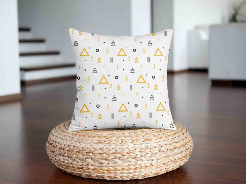 Almohada de salud blanca con triángulos amarillos