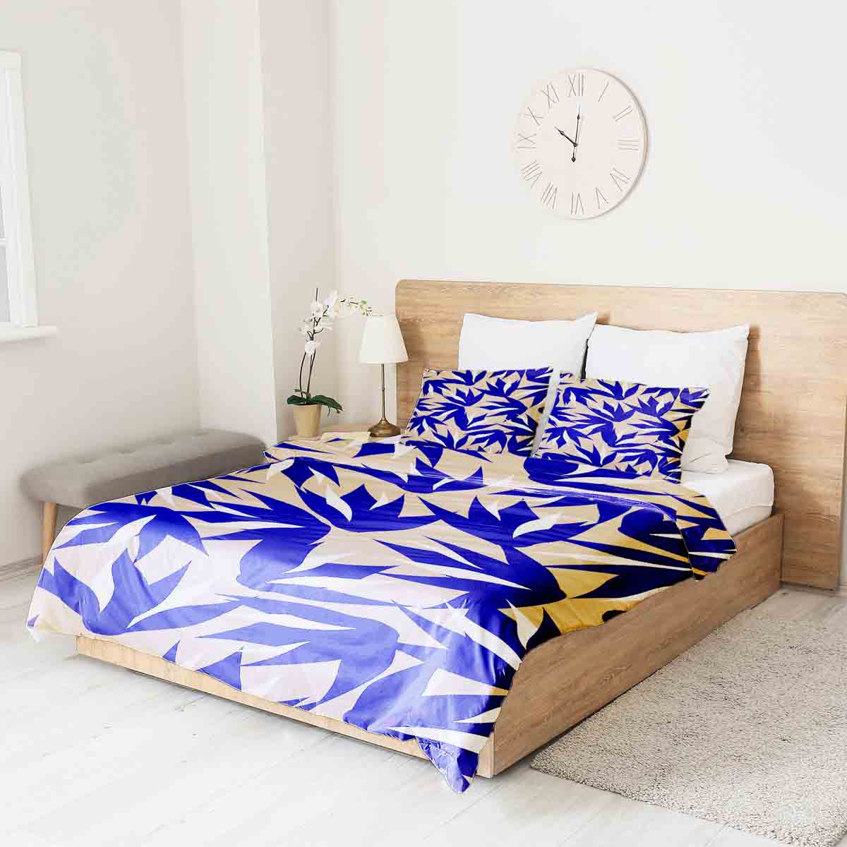 Manta terapéutica original - Funda de algodón marrón con hojas azules
