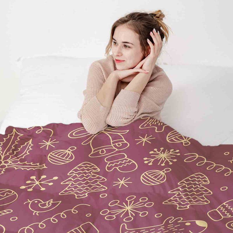 Set de ropa de cama con manta terapéutica roja con divertidos motivos navideños