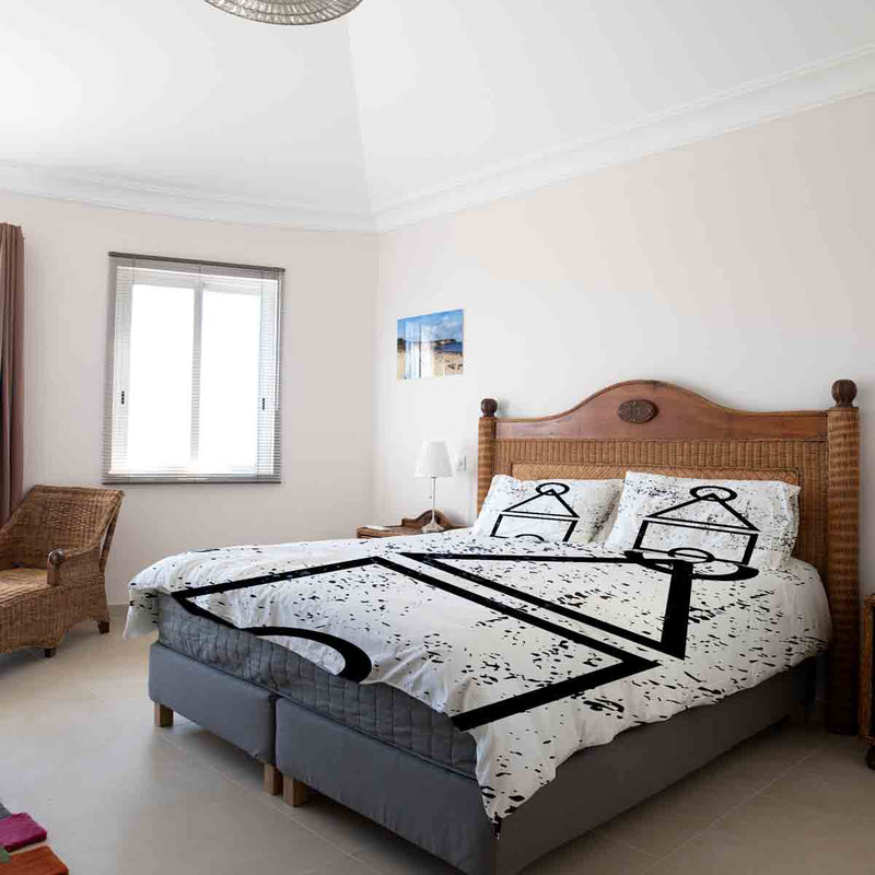Set de ropa de cama con manta terapéutica blanco formas Dalgona