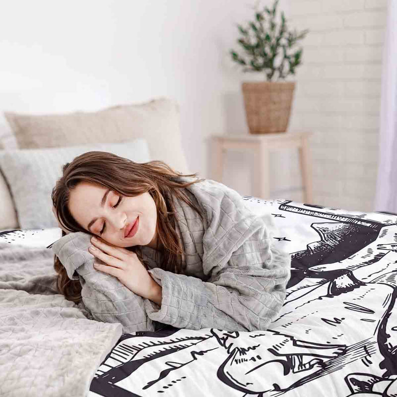 Set de ropa de cama con manta terapéutica Lobo y Luna