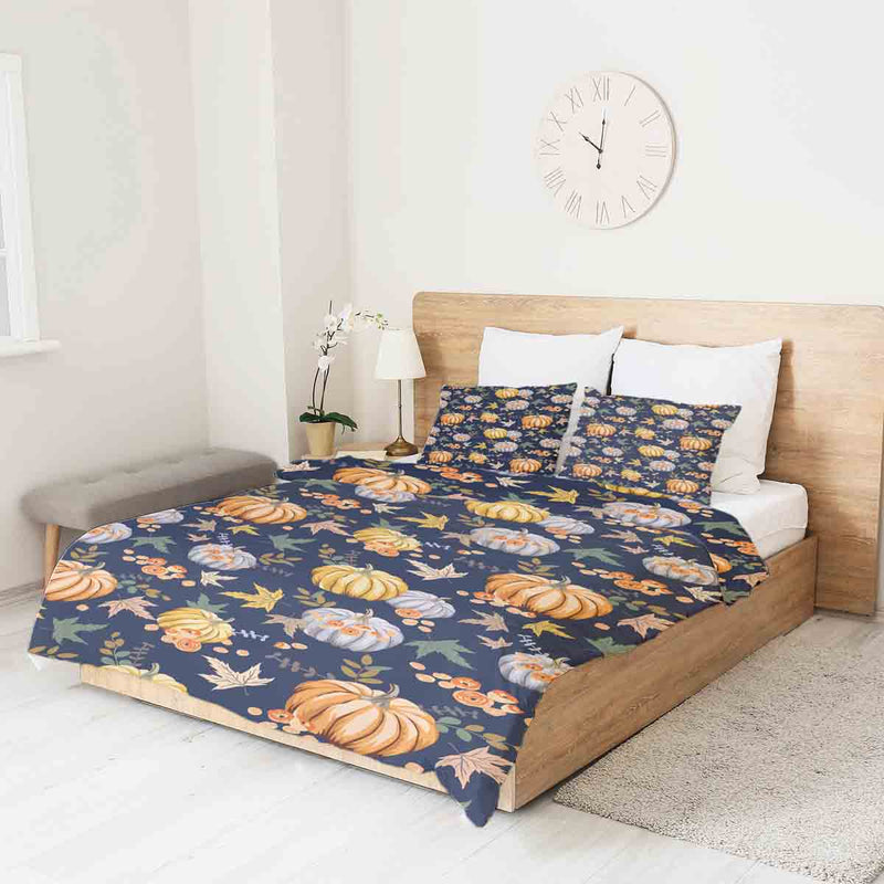 Manta terapéutica original - Funda de algodón azul con calabazas