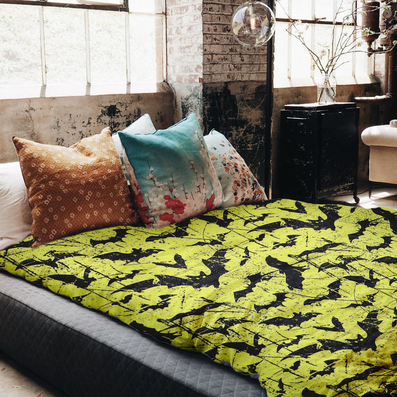 Set de ropa de cama con manta terapéutica amarillo murciélago