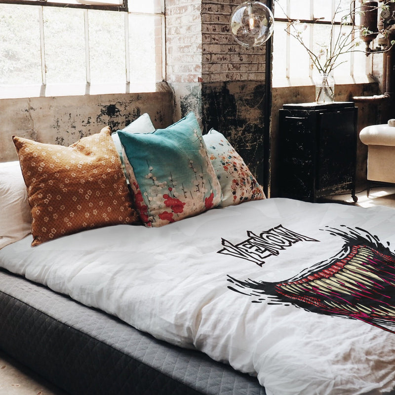 Set de ropa de cama con manta terapéutica blanca Venom