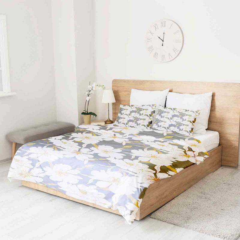 Set de ropa de cama con manta terapéutica y flores de áster rosa