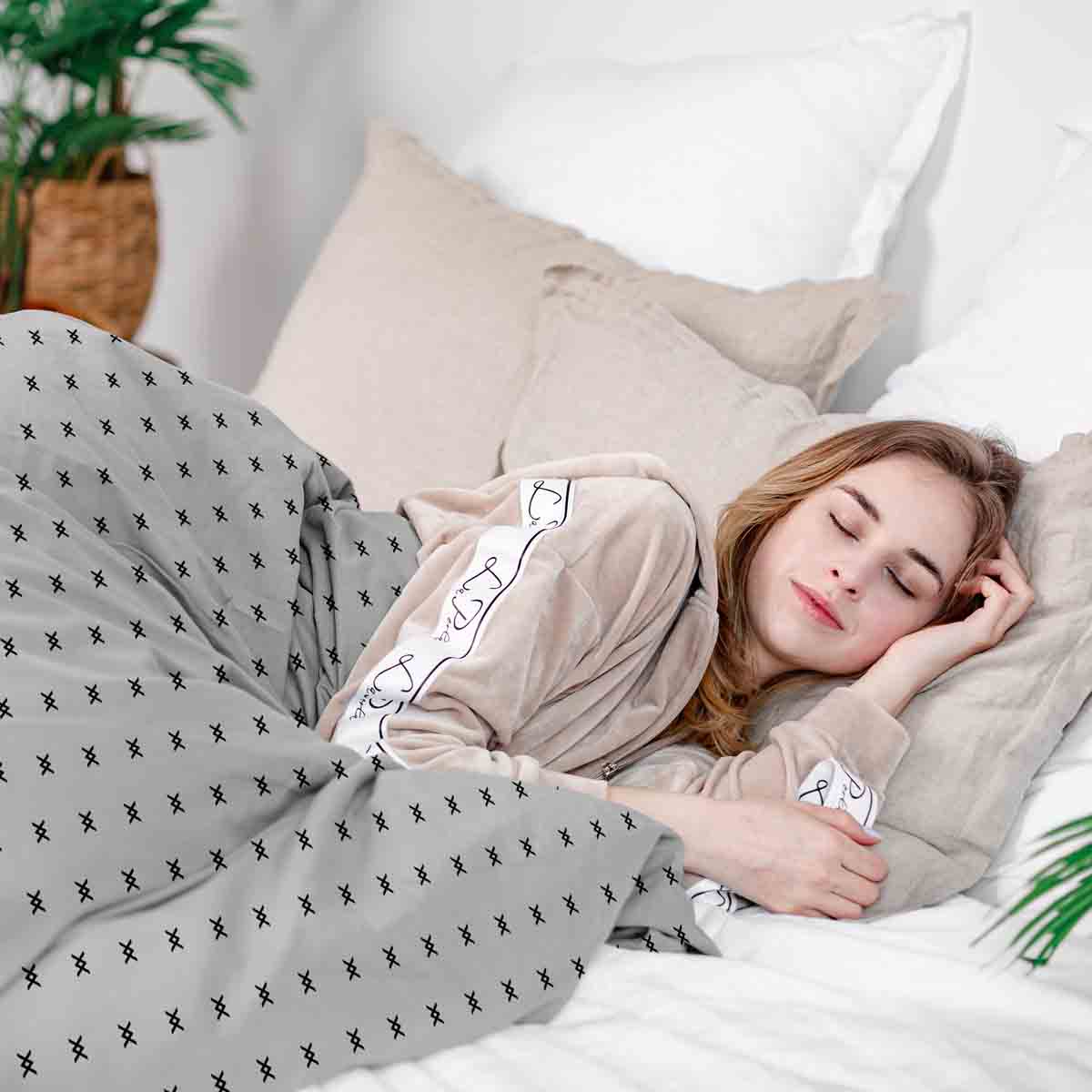 Set de ropa de cama con manta terapéutica y nudo negro
