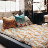 Manta terapéutica original - Funda de algodón blanca con trigo amarillo