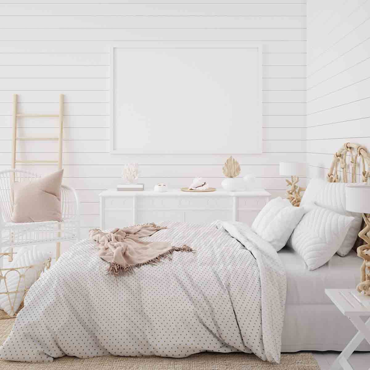 Set de ropa de cama para mantas terapéuticas blanco con puntitos dorados
