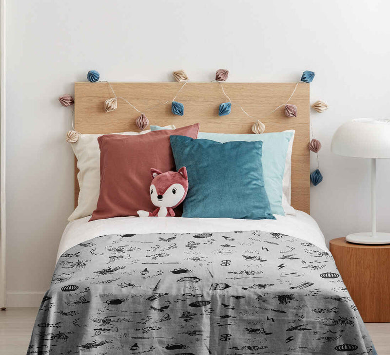 Juego de ropa de cama con manta terapéutica gris magia