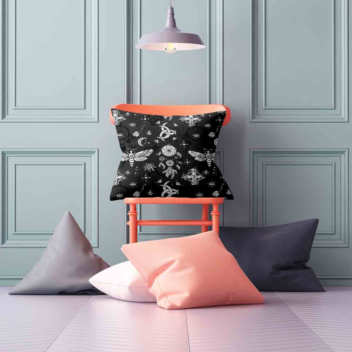 Almohada de salud negra libélula espeluznante