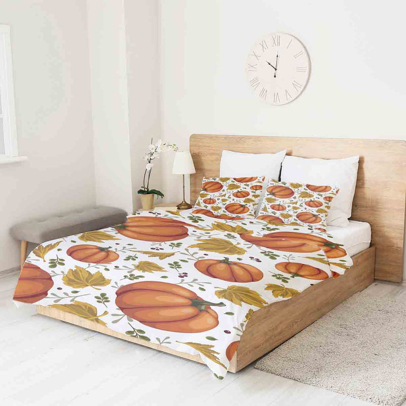 Manta terapéutica original - Funda de algodón blanca con grandes calabazas