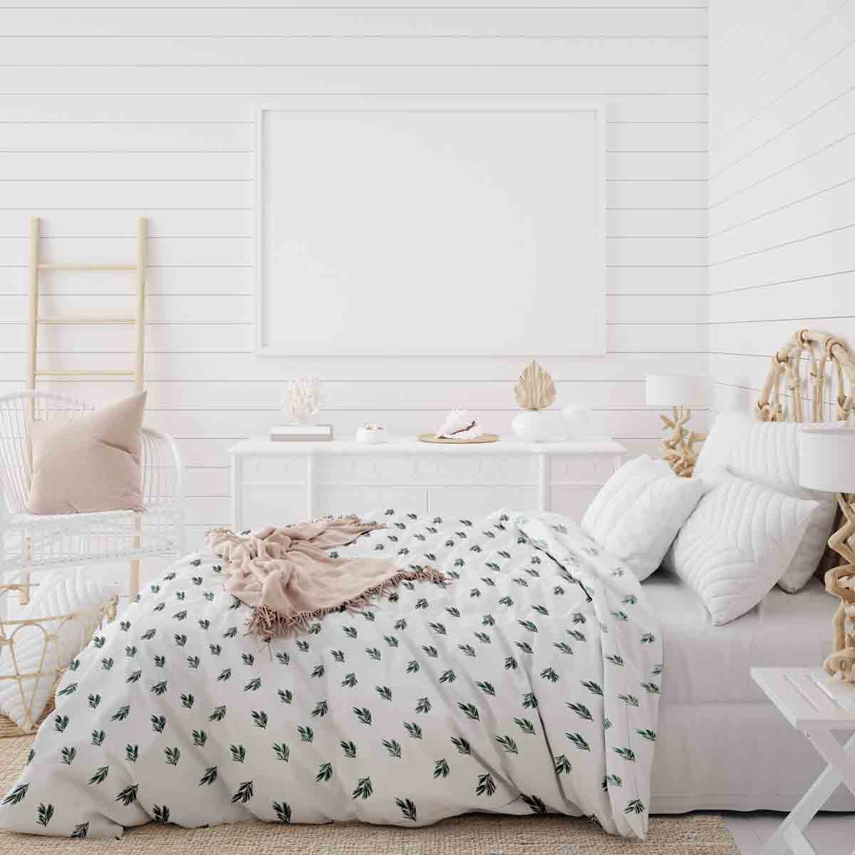 Juego de ropa de cama con manta terapéutica y ramas de muérdago
