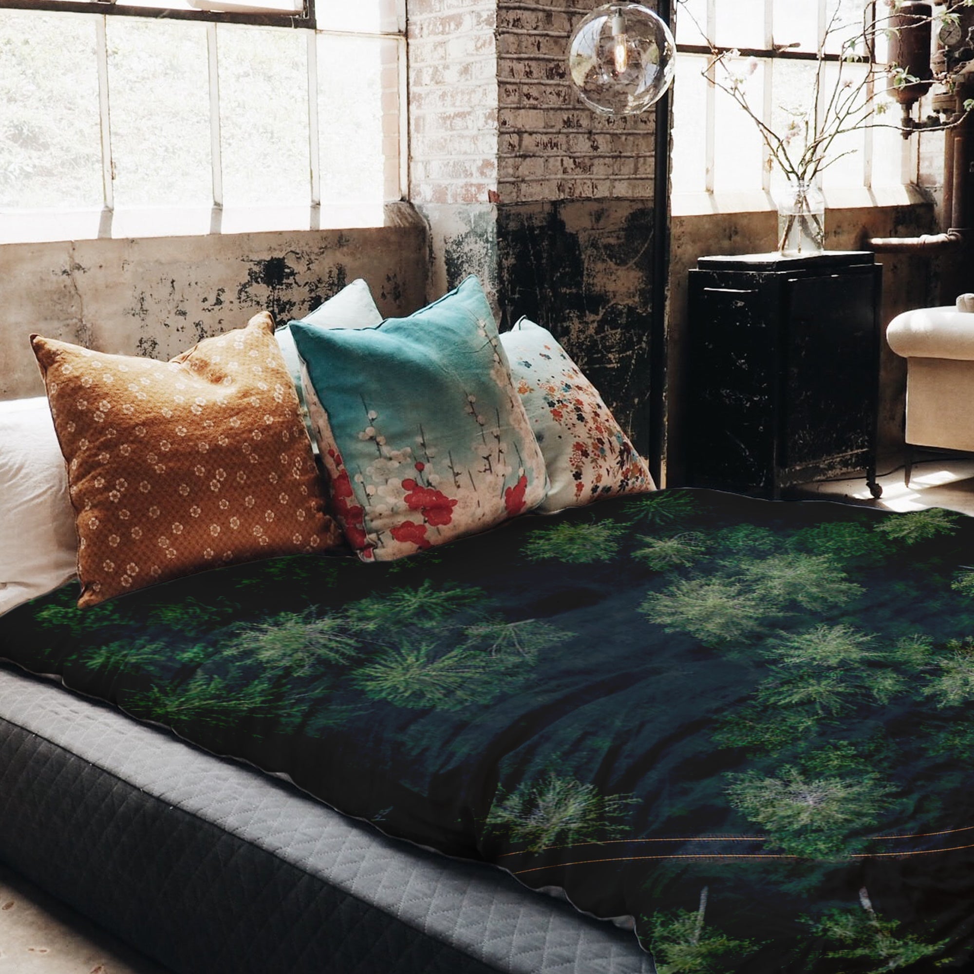 Set de ropa de cama con manta terapéutica Calle en el bosque