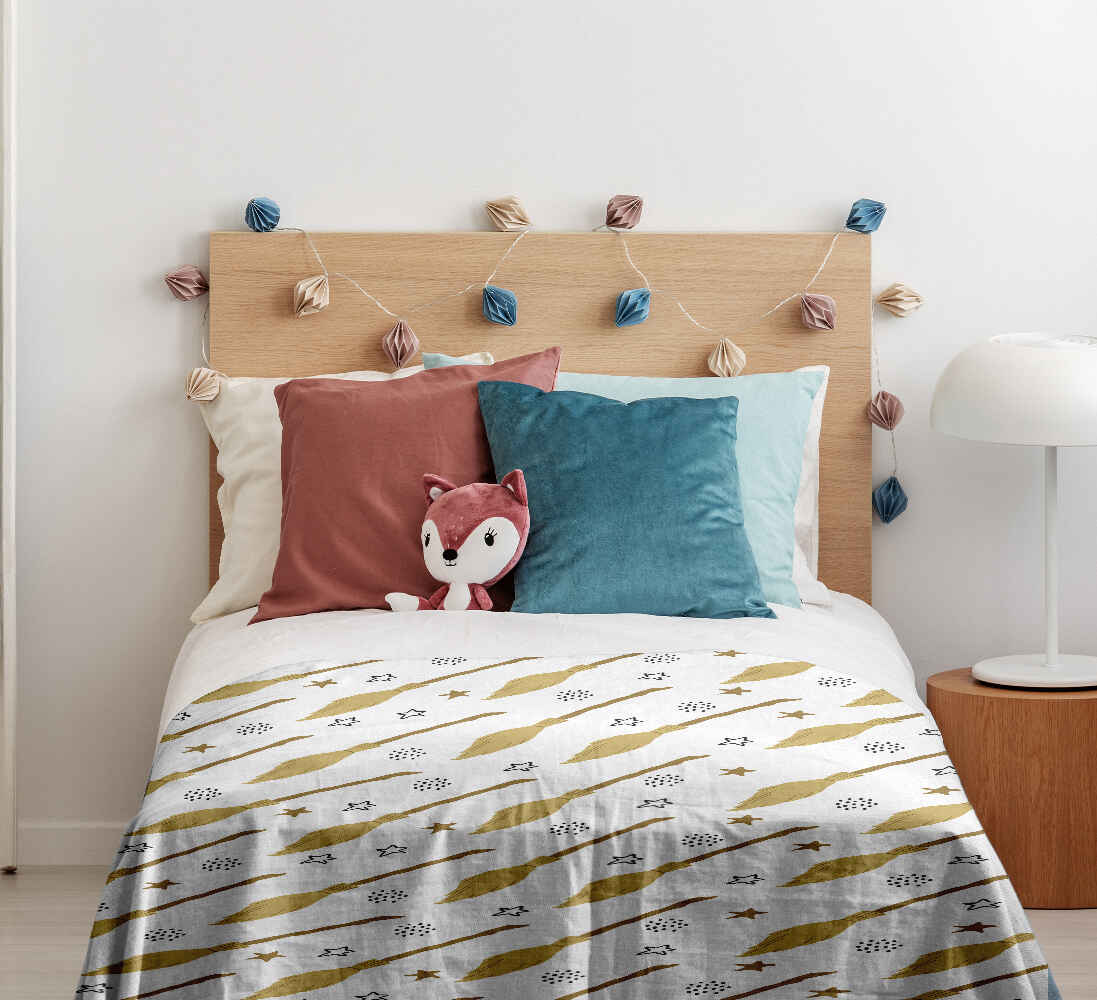 Juego de ropa de cama de mantas terapéuticas blancas con la escoba de Harry