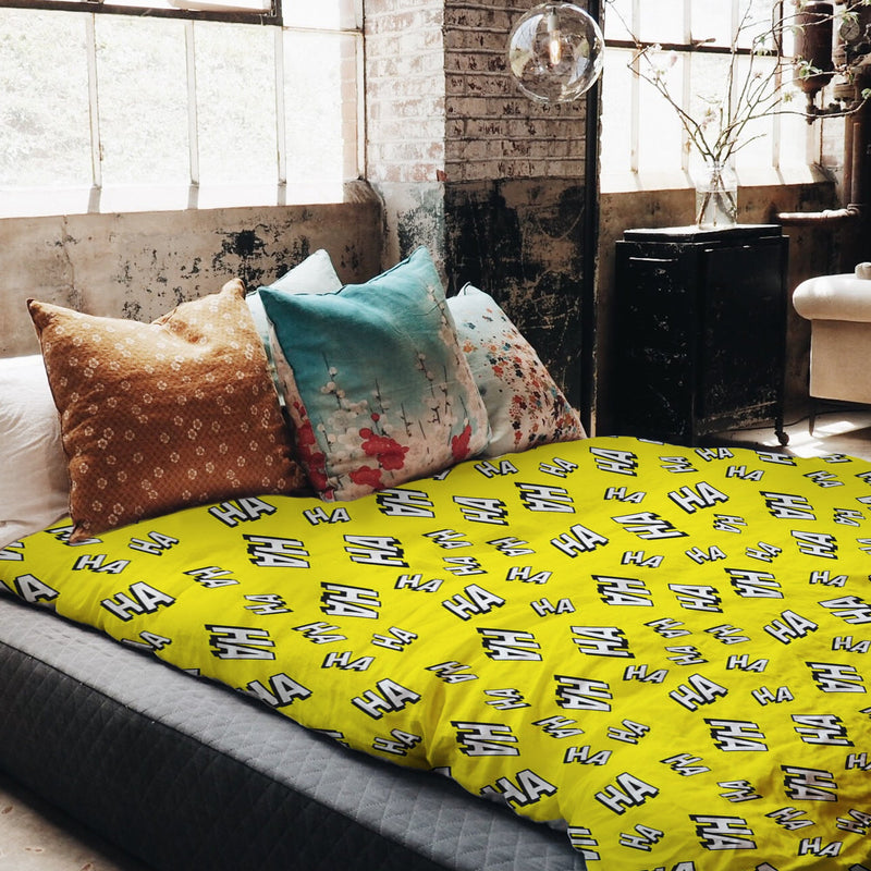 Set de ropa de cama con manta terapéutica amarillo Ha Ha