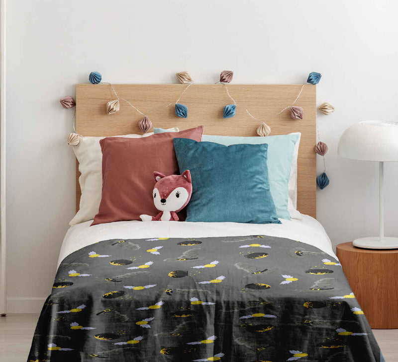 Juego de ropa de cama con manta terapéutica gris Sombrero mágico