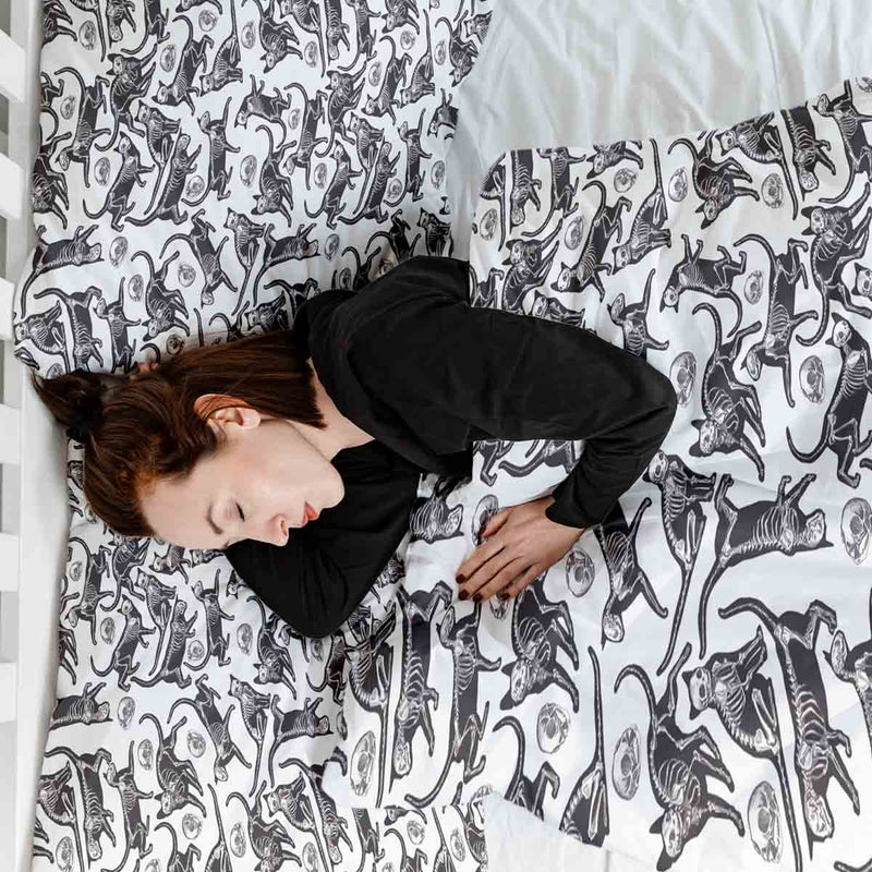 Set de ropa de cama con manta terapéutica Halloween Gato