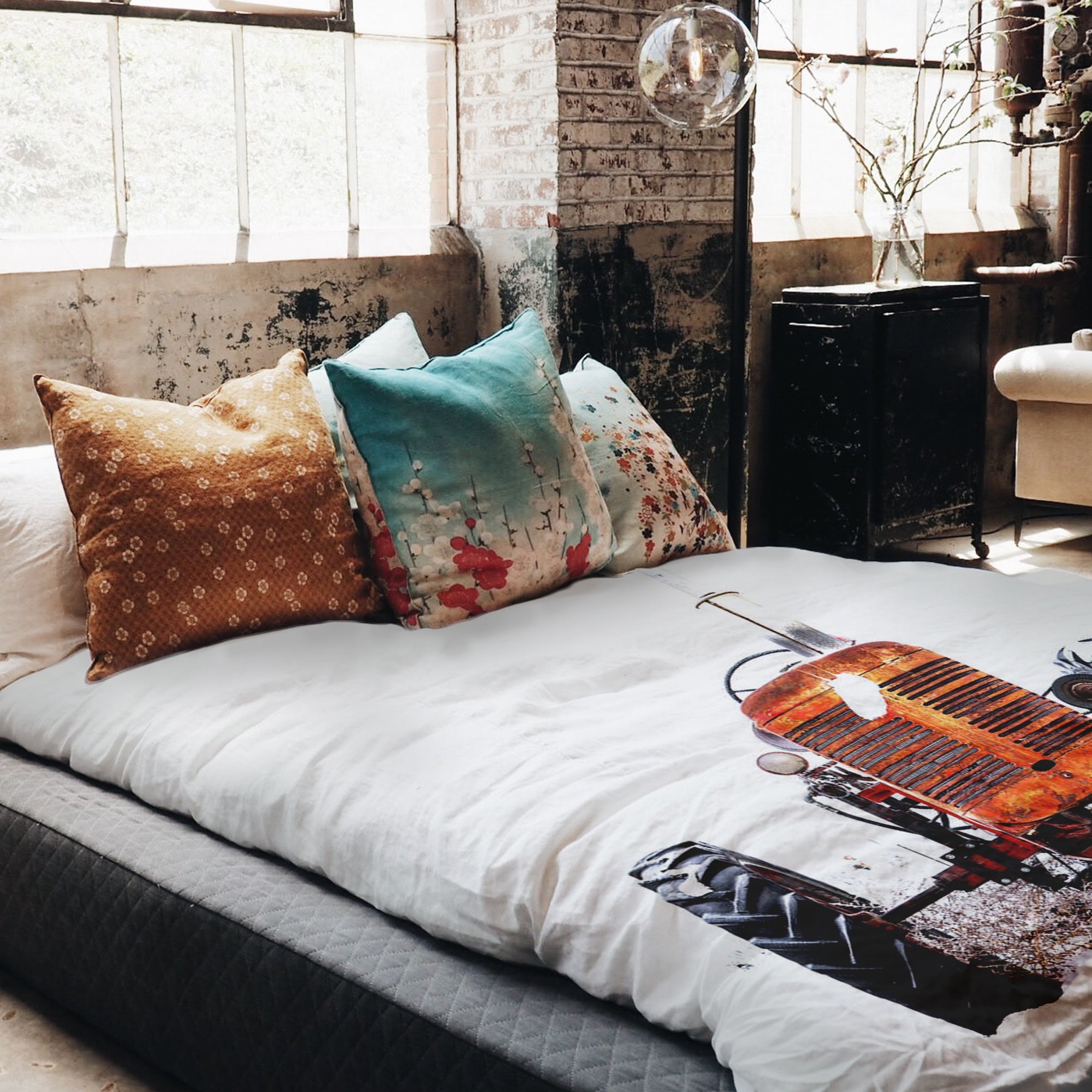 Manta terapéutica original - Funda de algodón tractor en naranja