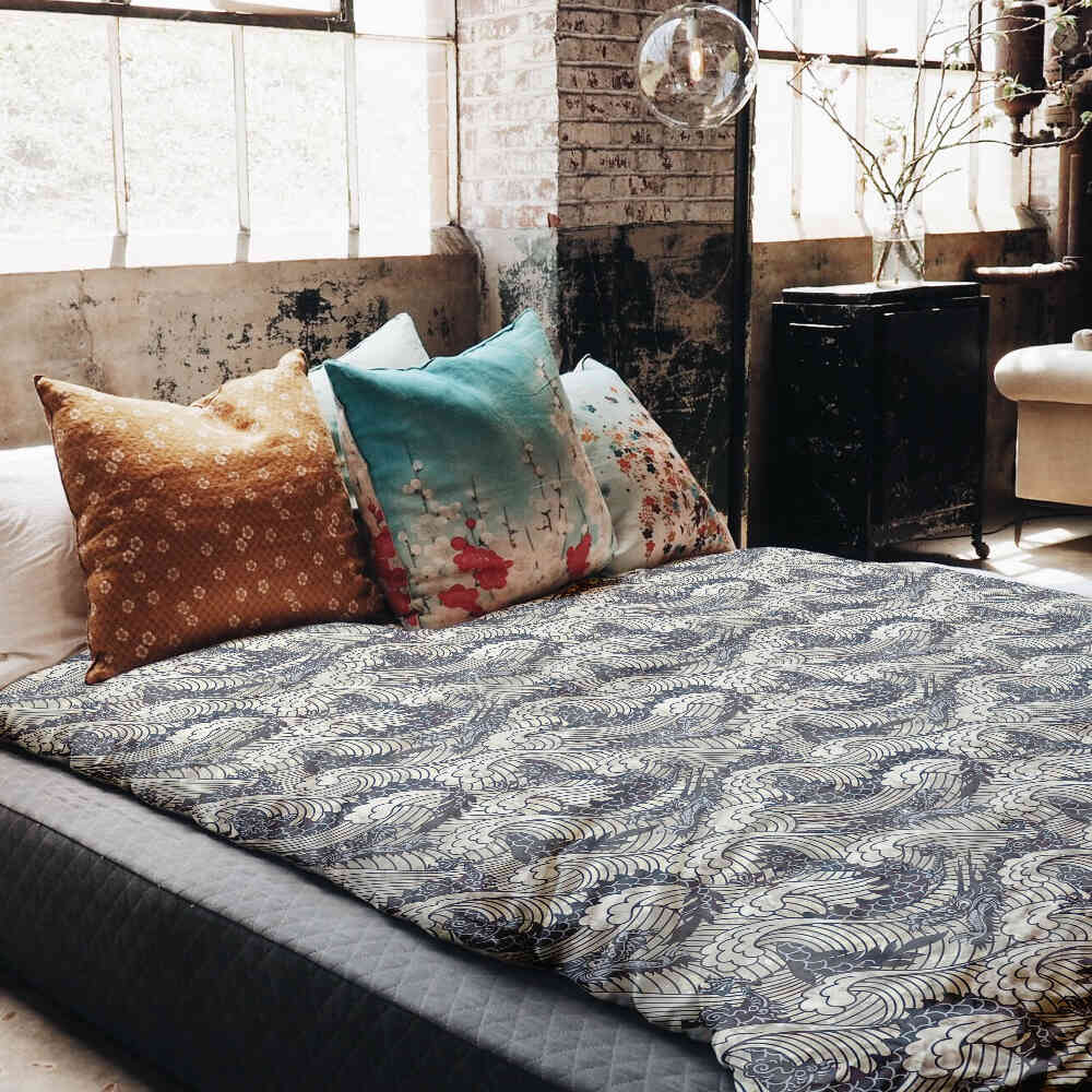 Juego de ropa de cama con manta terapéutica mar tormentoso