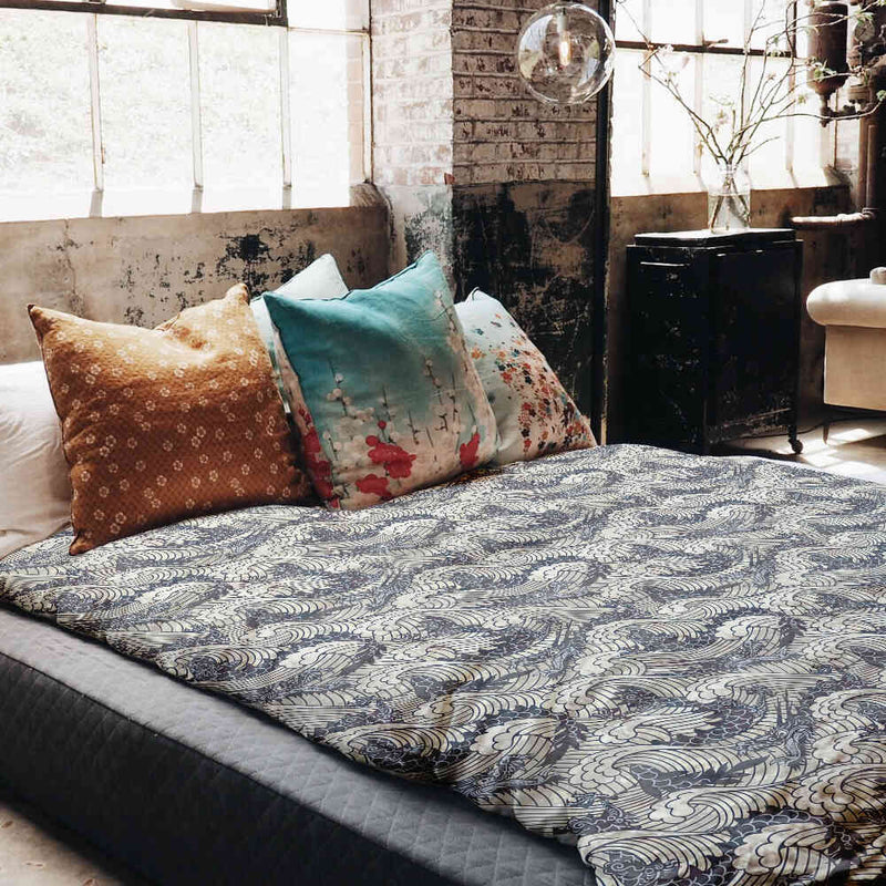 Juego de ropa de cama con manta terapéutica mar tormentoso