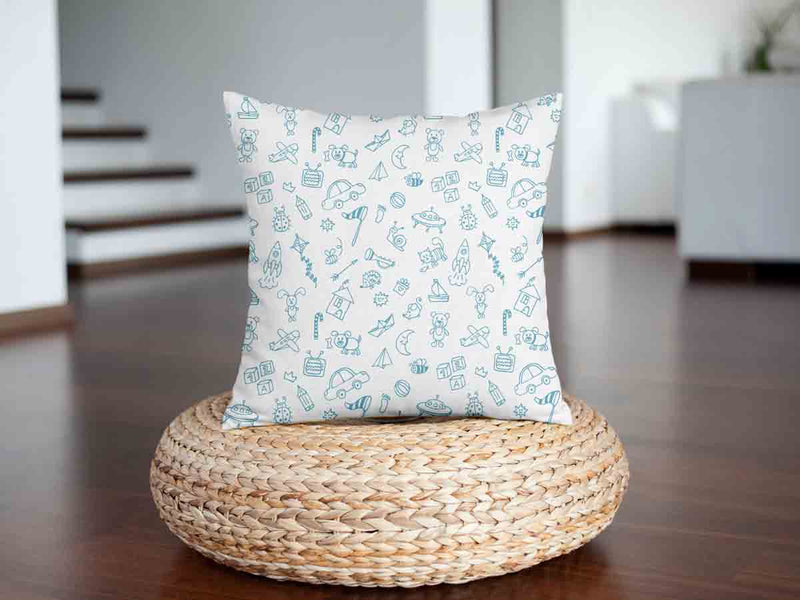 Almohada de salud blanca con juguetes