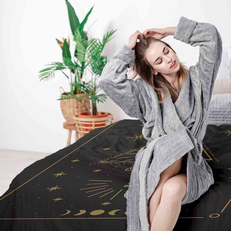 Juego de ropa de cama con manta terapéutica negro sol y cosmos