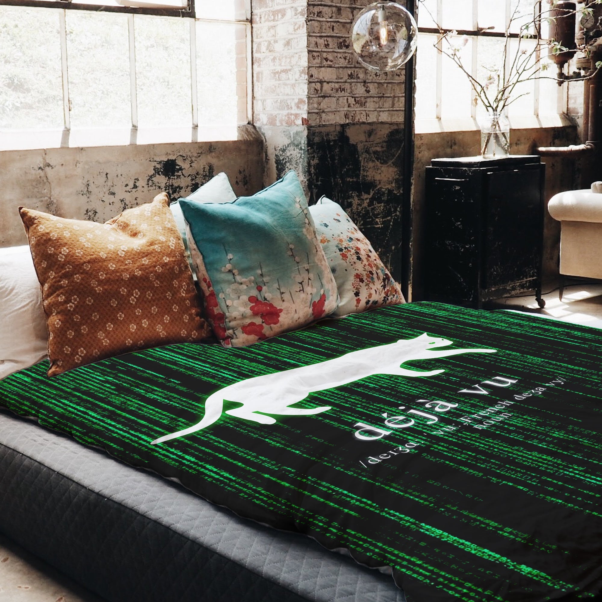 Set de ropa de cama con manta terapéutica verde Déjà-Vu