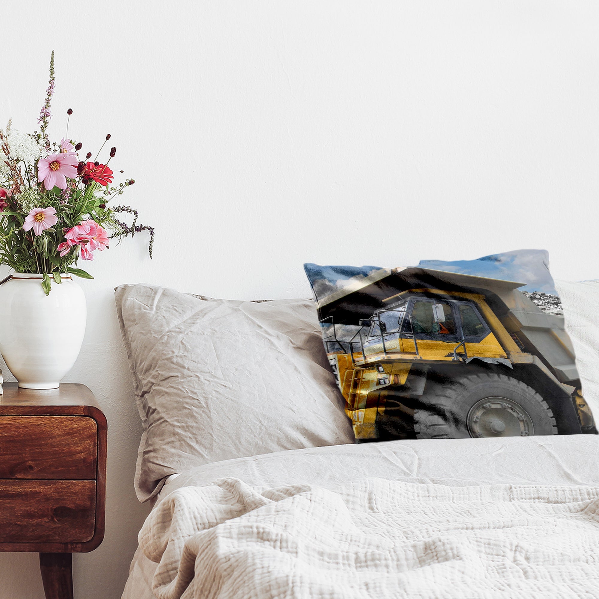 Almohada de salud Camión amarillo