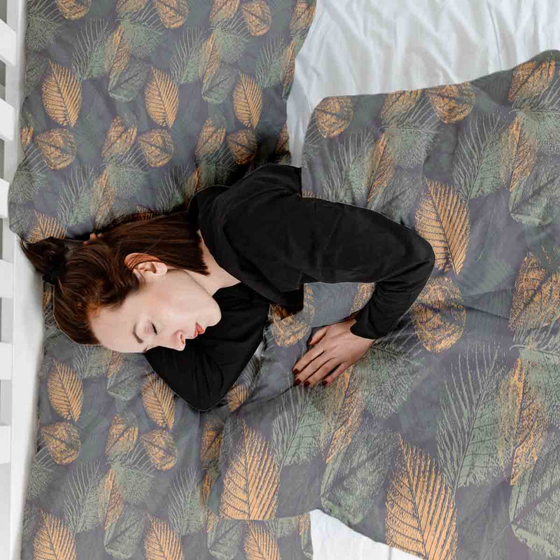 Juego de ropa de cama con manta terapéutica motivo de hoja otoñal