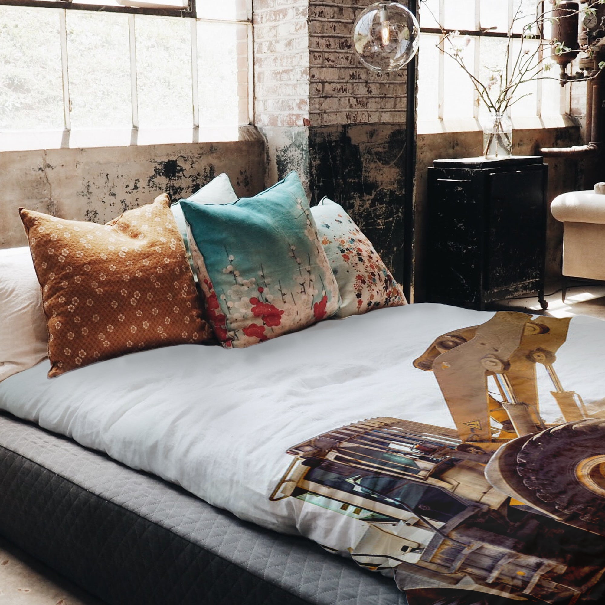 Set de ropa de cama con manta terapéutica Tractor en la montaña