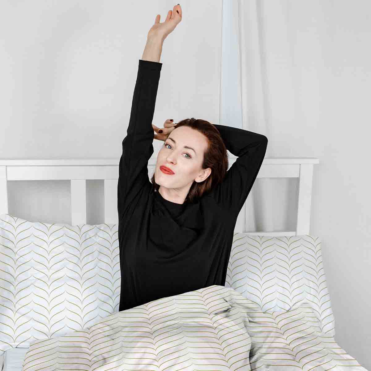 Set de ropa de cama con manta terapéutica y forma de V dorada