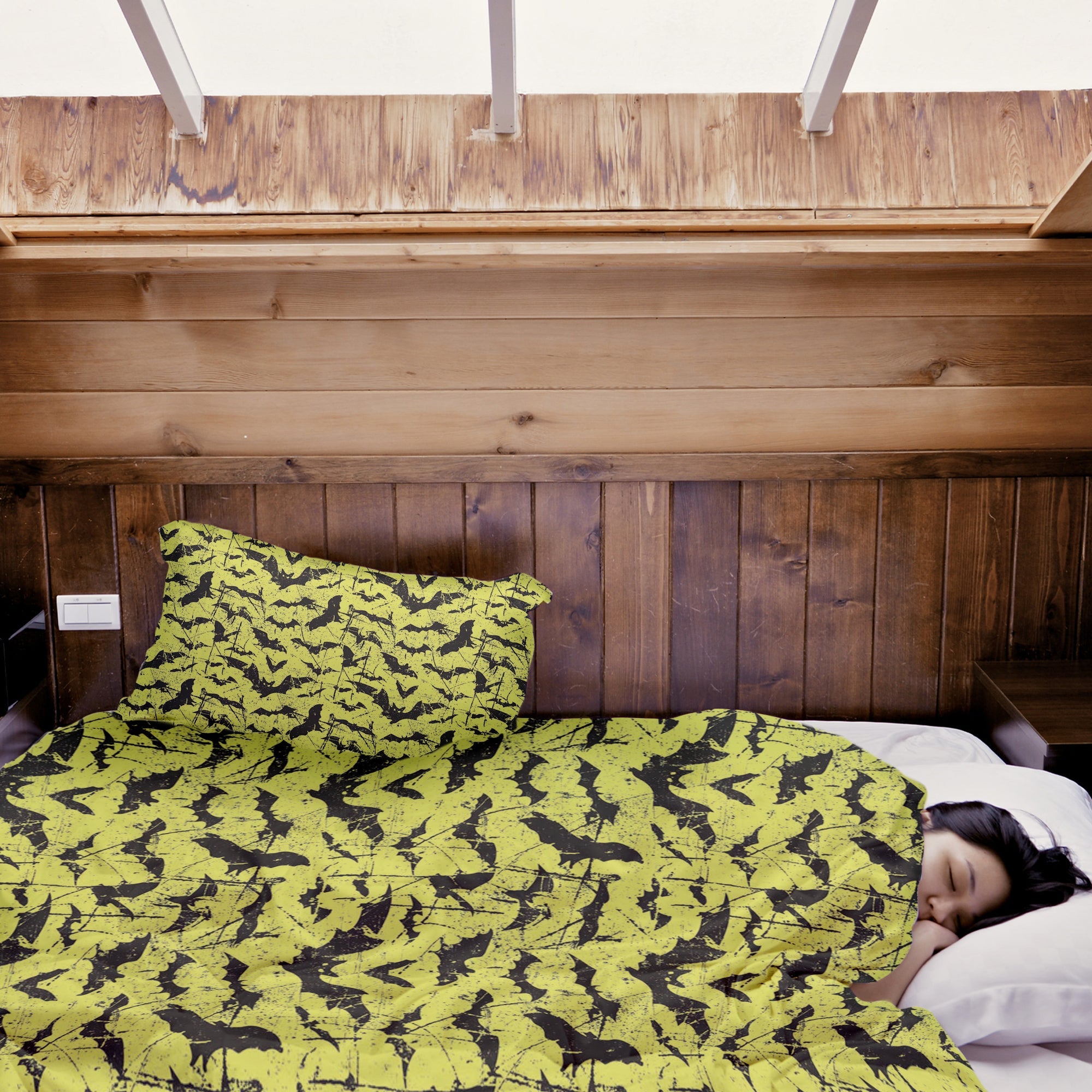 Manta terapéutica original - Funda de algodón amarilla murciélago