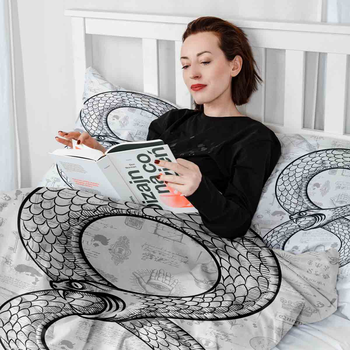 Set de ropa de cama con manta terapéutica y motivo de serpiente