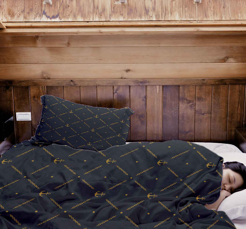 Juego de ropa de cama con manta terapéutica azul con ancla