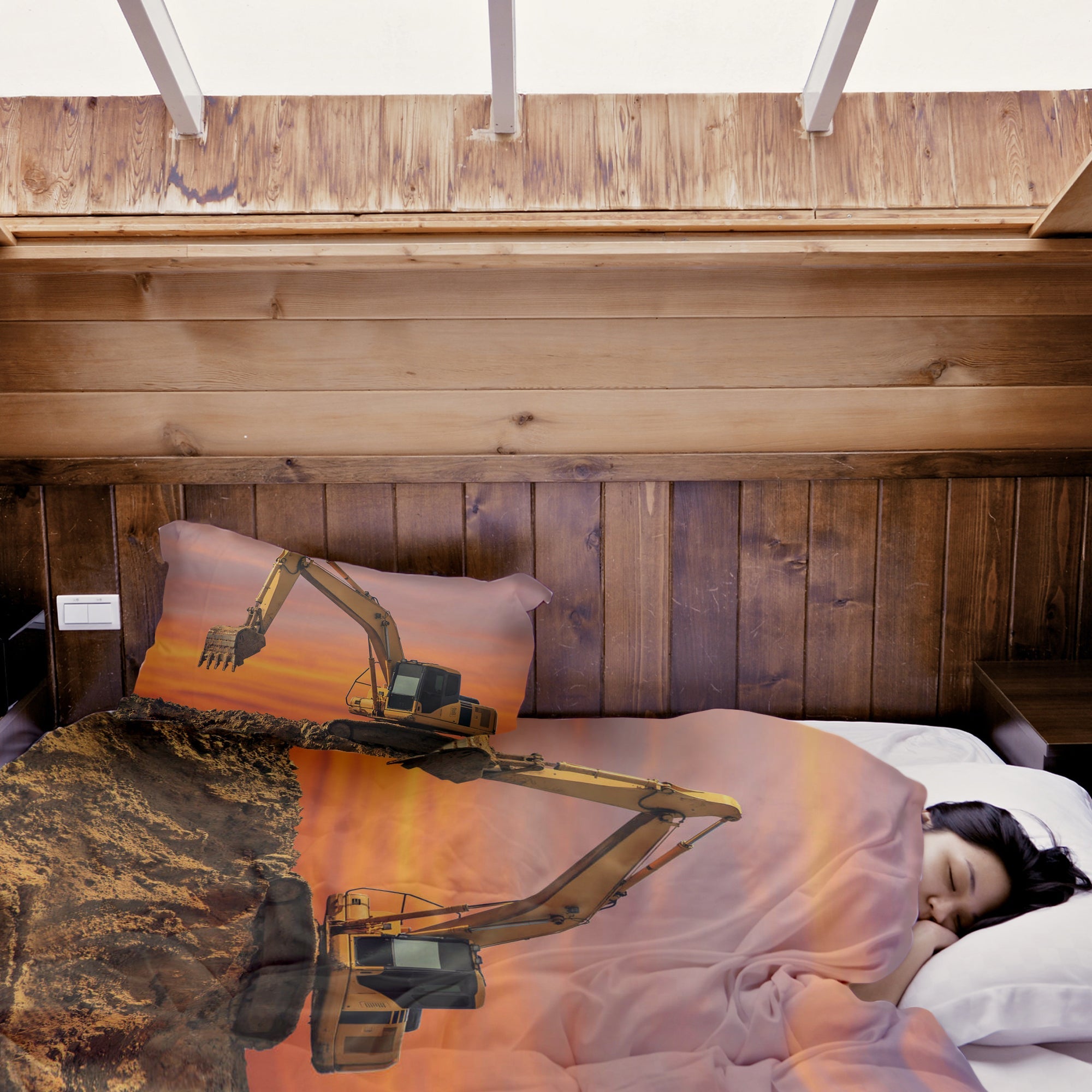 Set de ropa de cama con manta terapéutica Tractor al amanecer