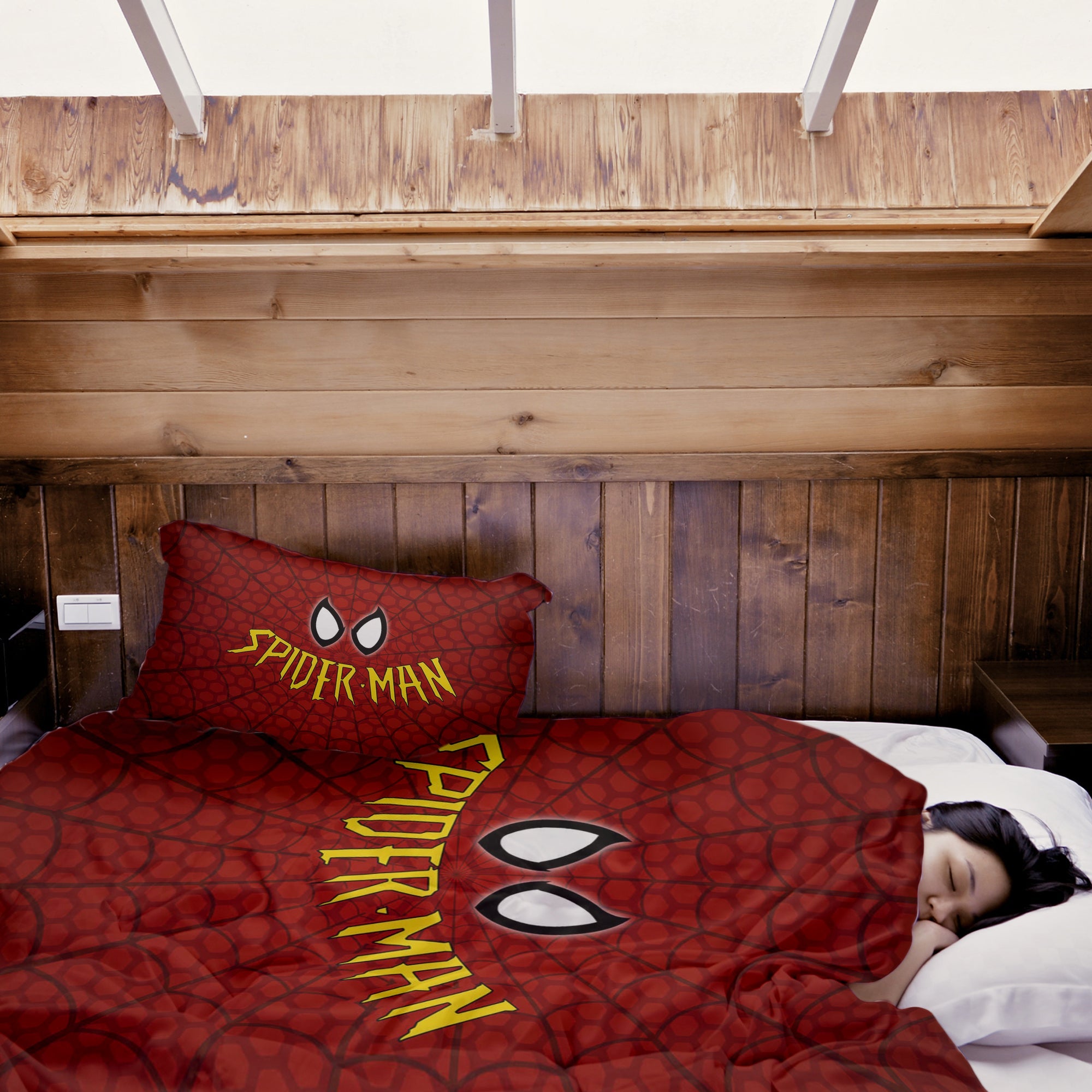 Set de ropa de cama con manta terapéutica rojo Spiderman