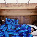 Juego de ropa de cama con manta terapéutica azul tabletas