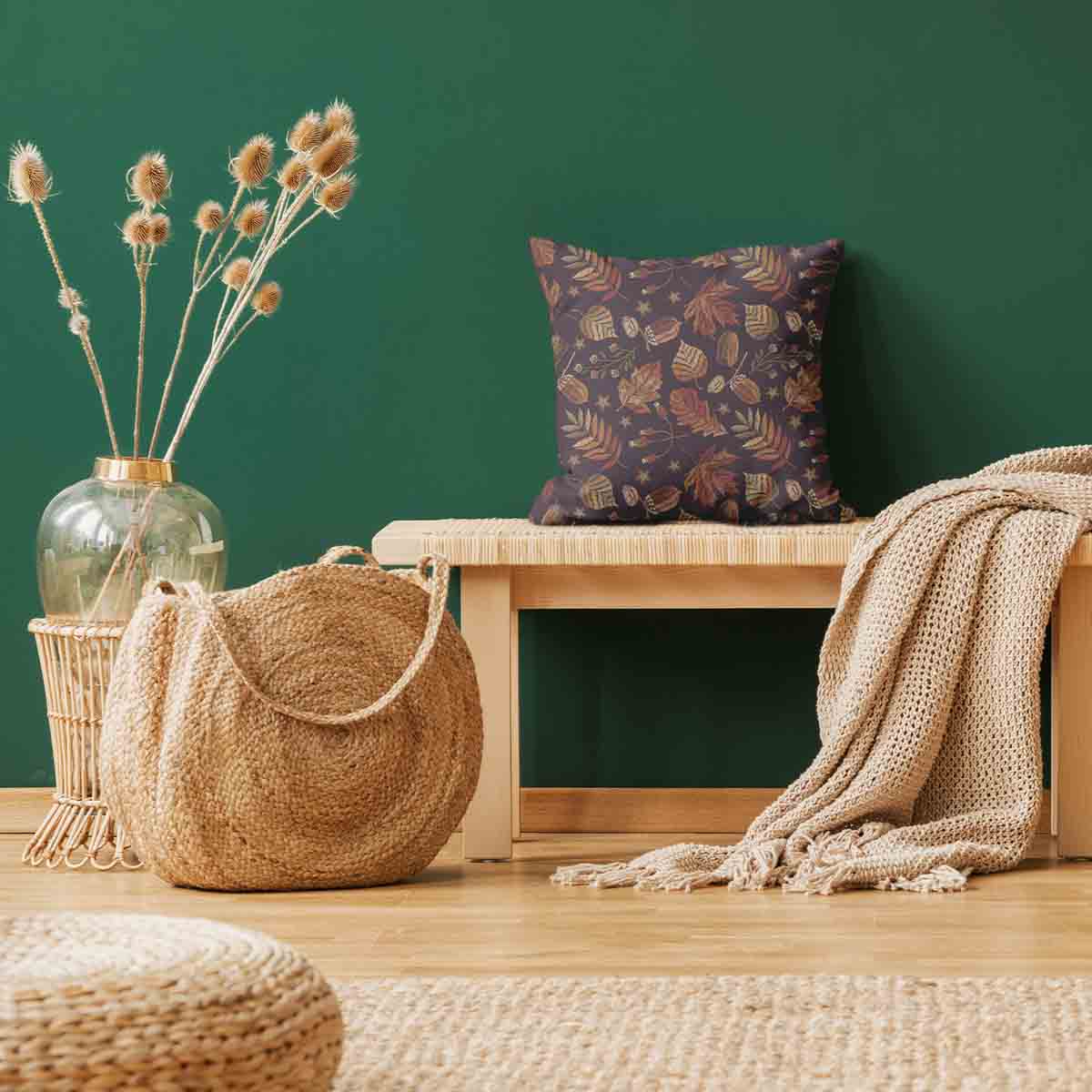 Almohada de salud hojas otoñales marrones