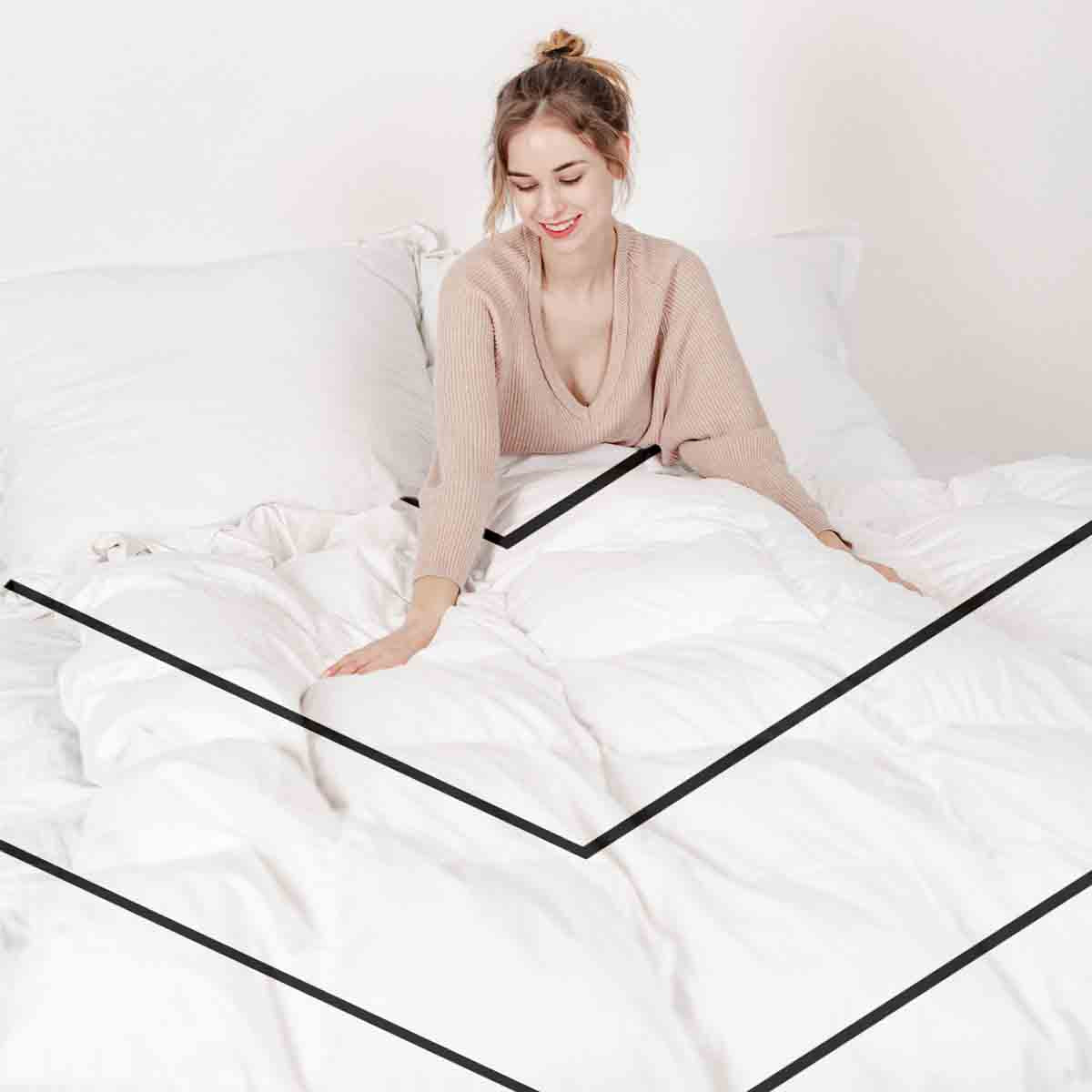 Manta terapéutica original - Funda de algodón blanca con zigzag negro