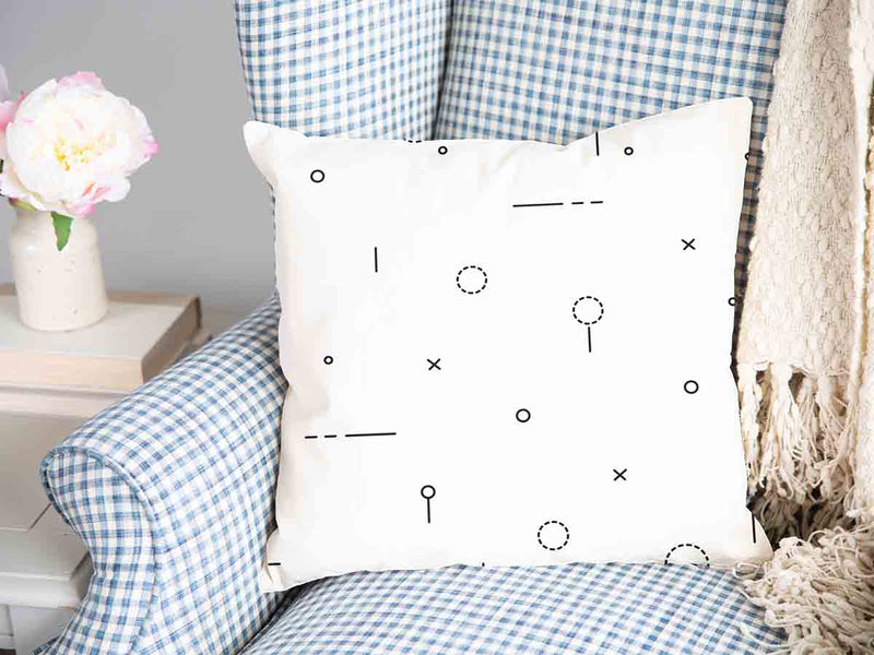 Almohada de salud blanca con formas negras